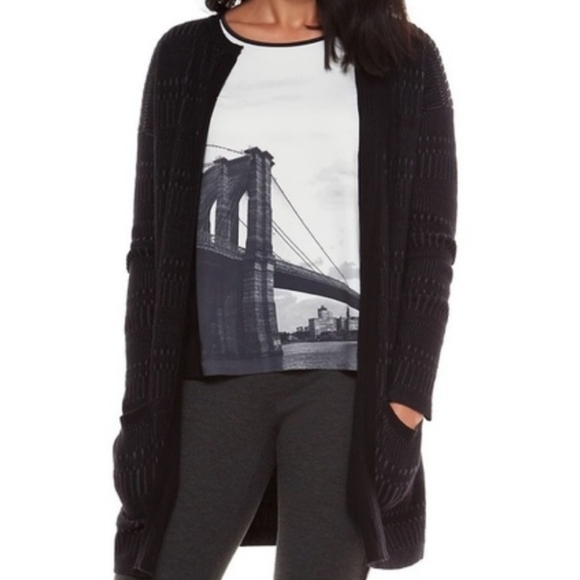 Elie Tahari for Design Nation‎ Womans Black Long Patterned Cardigan Size Small - Picture 1 of 12